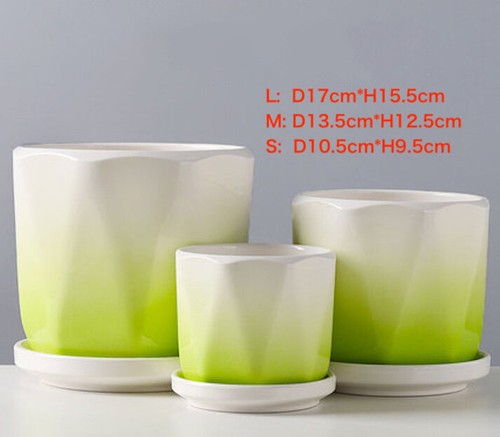 3 PCS POTS&TRAY 3 SIZE SET POTS HEAVY POTTERY CERAMIC FLOWER PLANT POTS 03 - Picture 9 of 17