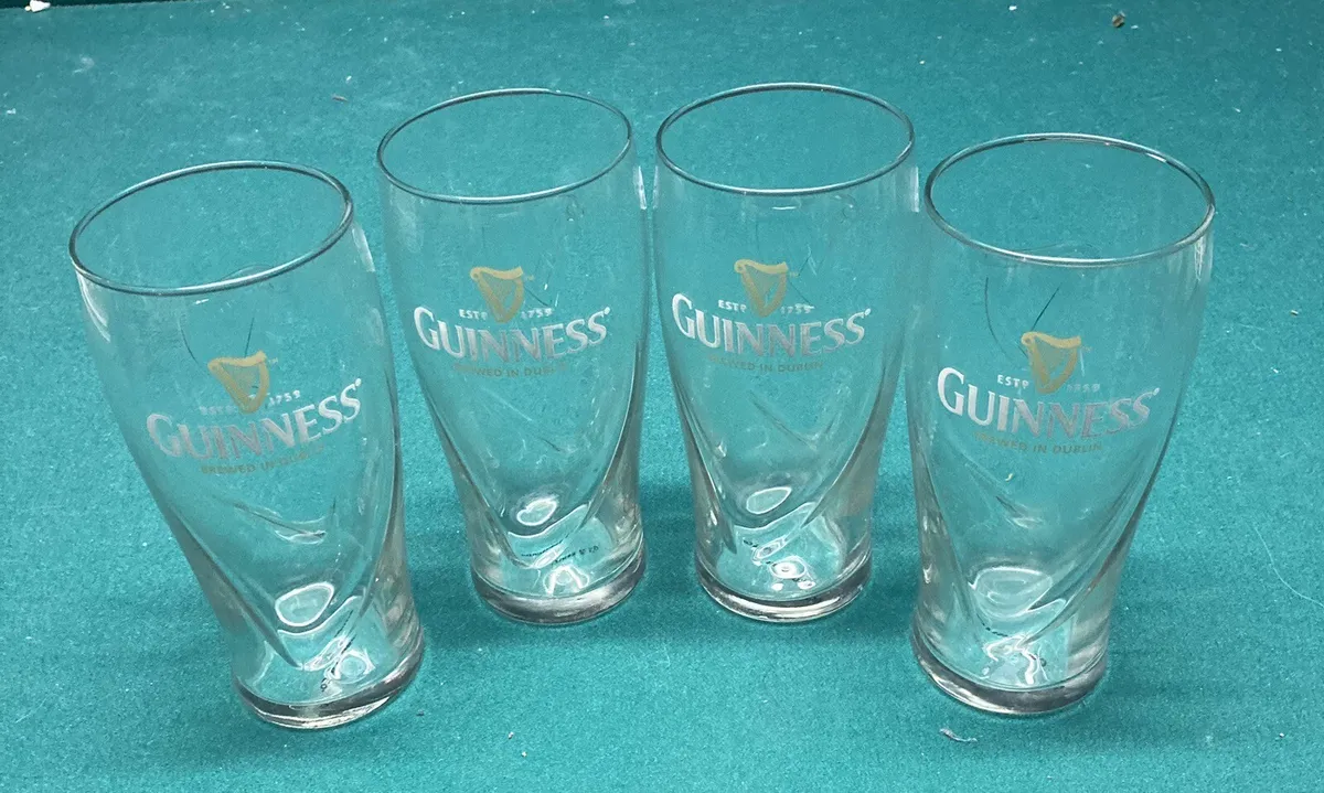 Guinness Beer Tall 16oz Pint Beer Glasses. (Complete Set of 4). Brand New!