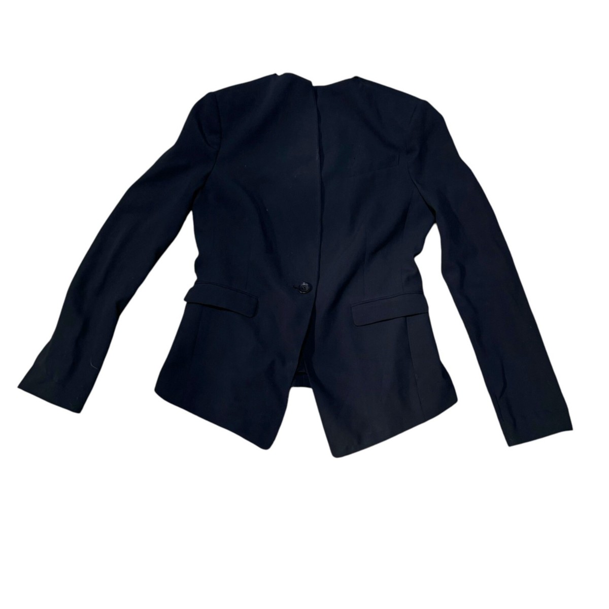 BCBG Maxazria Blazer Womens Medium Black Mariah Wool Blend Stretch