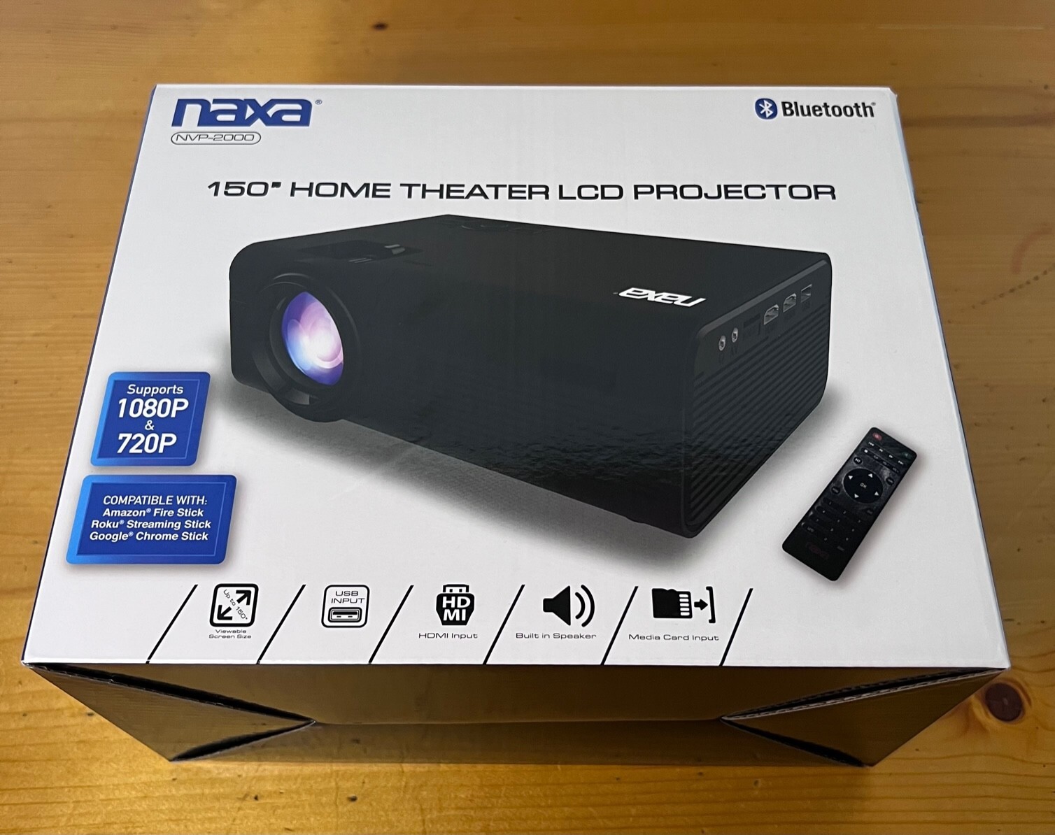 Naxa 150" 720p LCD Home Theater Projector NVP-2000 with Bluetooth (Open Box)
