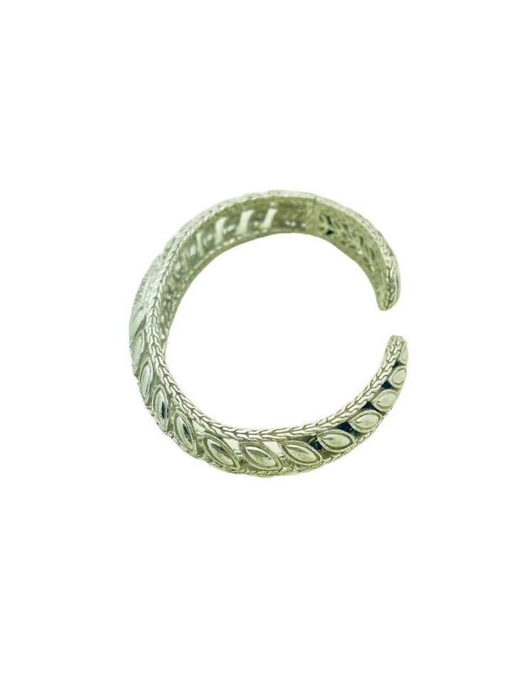 Brazalete John Hardy Sterling Batu Kawung Hoja Diamante 12mm Bisagras - Caja -A Foto 3 de 4