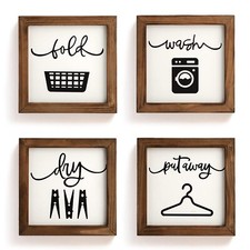 Laundry Room Decor for Wall Farmhouse Laundry Signs Set of 4 Wash Dry Fold Pu...