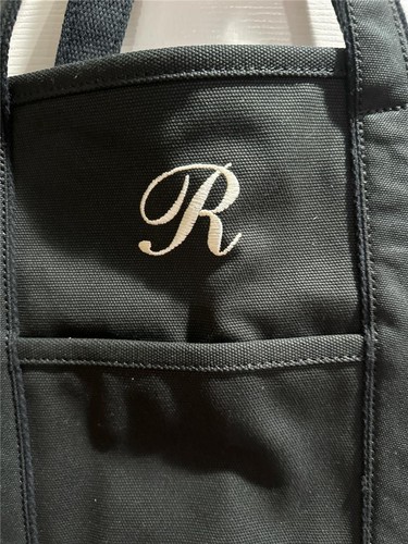 Borsa Lands End grande aperta in tela nera "R" manico regolare NUOVA - Foto 4 di 5