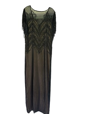 scala black beaded dress Vintage 90s Scala Black Beaded Silk Backless Mini Dress