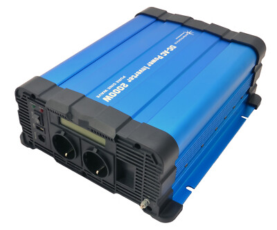 Spannungswandler FS2000D 12V 2000/4000 Watt reiner Sinus BLAU Display Inverter