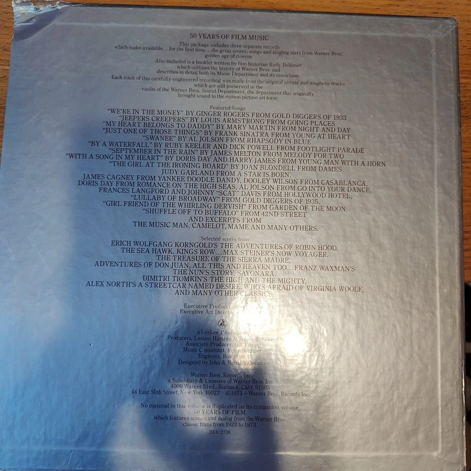 Warner Bros. 50 Years of Film Music Warner Bros. Records 3XX 2736 33 RPM 3 LPs - Image 2 of 2