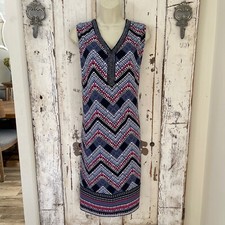 JM Collection size 0X Woman's Blue Pink White Beaded Trim Career Cocktail Dress 