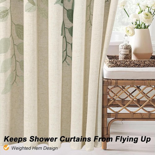 Cortina de Ducha 72x84 Ojal - Hojas de Eucalipto Verde para Baños Rústicos - Imagen 7 de 8