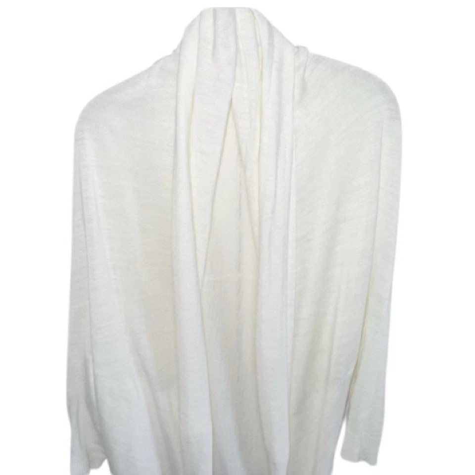 Cárdigan Suéter Theory Cocoon Largo Dobladillo Curvo Frente Abierto Talla M/L Marfil Lino/Vis Foto 4 de 4