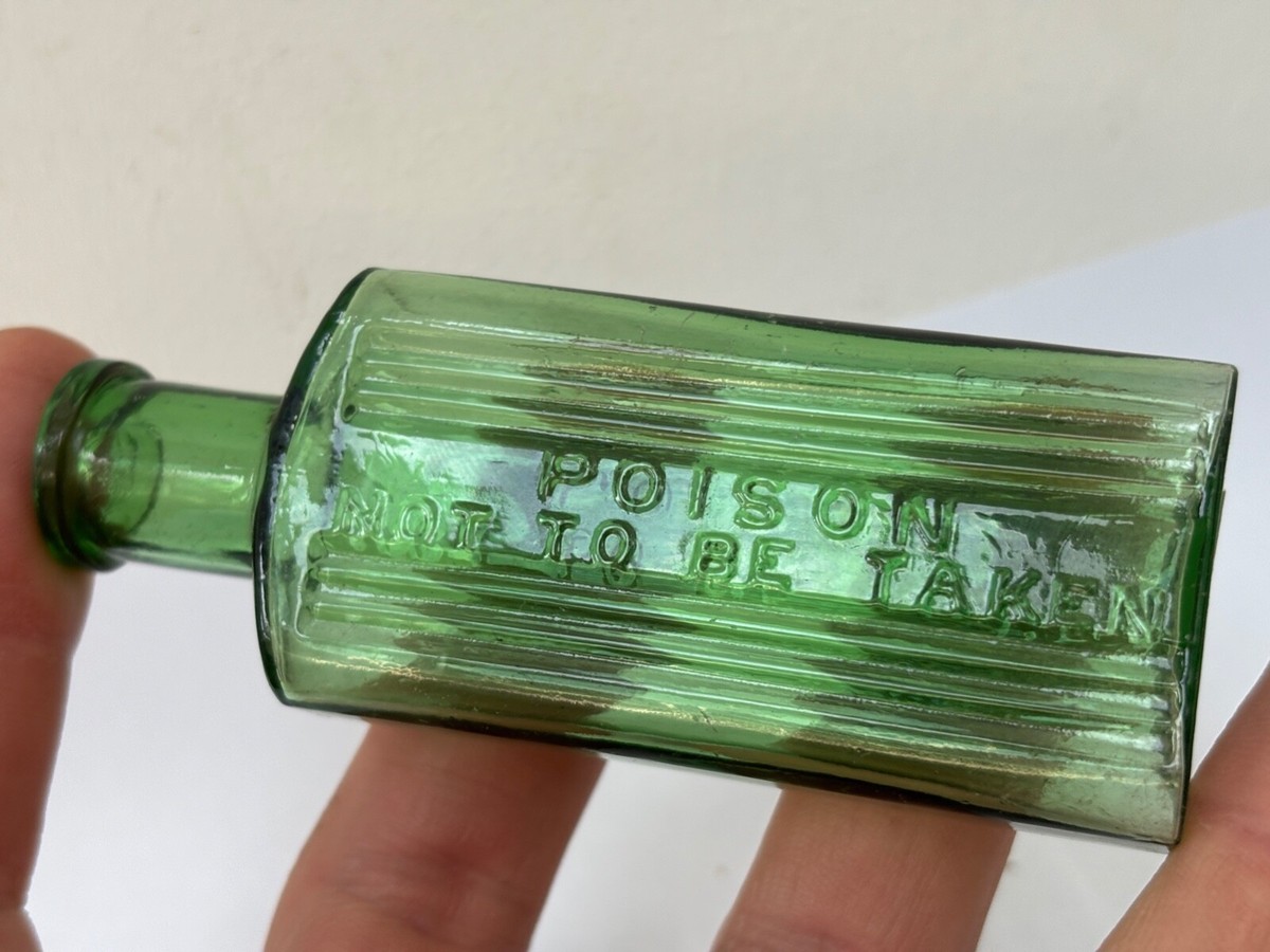 59278 Old Vintage Antique Glass Poison Bottle Not to be Taken
