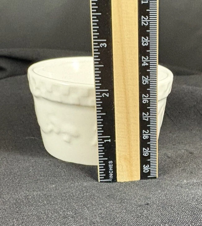 Signature Housewares Small White Embossed Stoneware Ramekin 3.5 in Sauces etc - Image 3 of 4