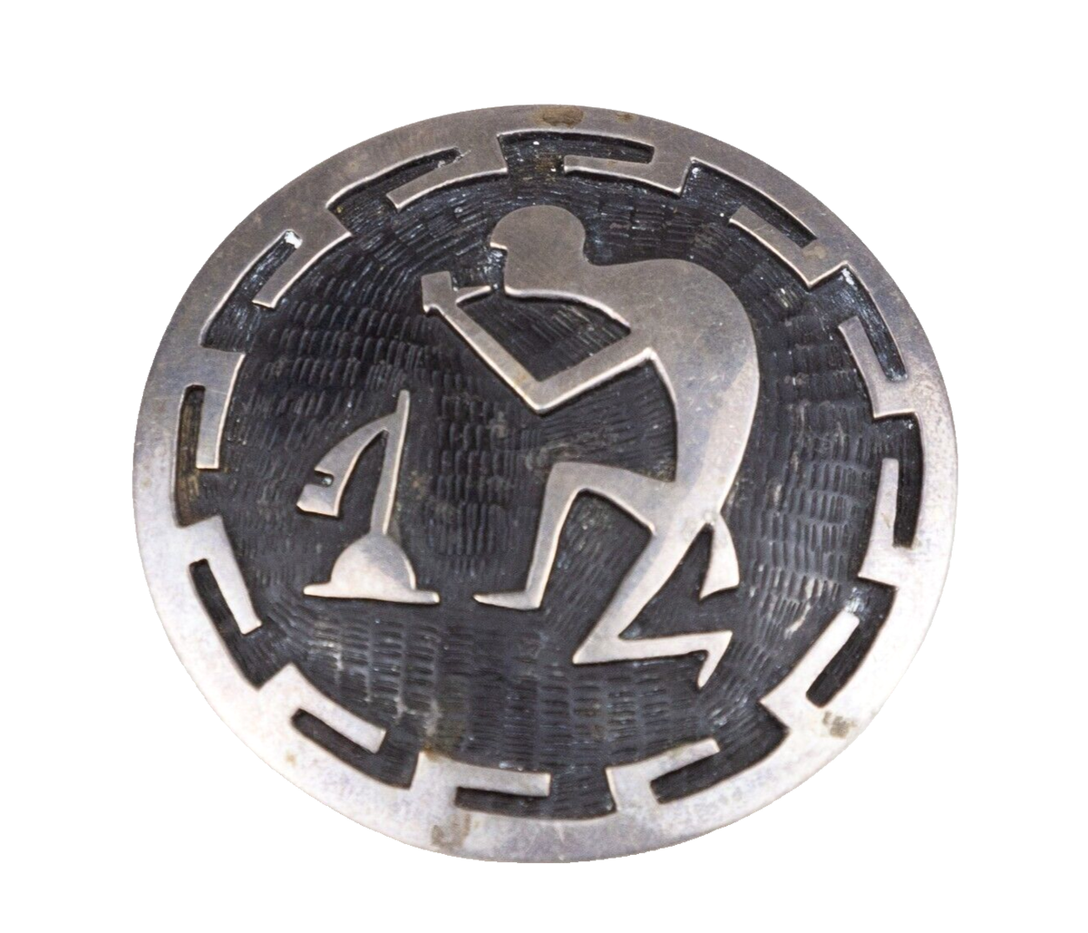 Hopi Sterling Silver Wayne & Emory Sekaquaptewa Overlay Pendant 