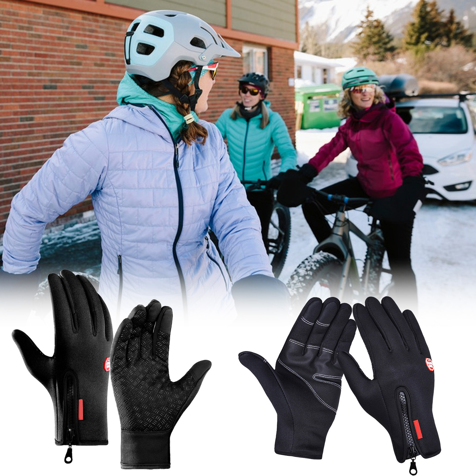 Gloves with Touchscreen Fingers Windproof Thermal Gloves Warm Fashionable cute-image