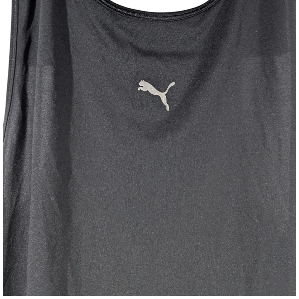 Puma Womens Racerback Sleeveless Tank Top Size XS Black Logo Gym Run Activewear - Image 3 of 4