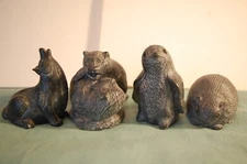 4 Canadian Figurines Beaver-penguin-bears-wolf The Wolf Original&Boma~2-3”