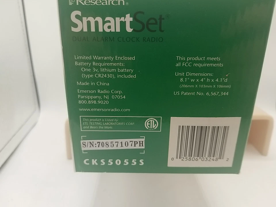 Emerson Research Smart Set Dual Auto Setting Alarm Clock # CKS 5055S Self-Set - Image 4 of 4