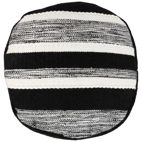 Northlight 18" Black and White Striped Outdoor Woven Pouf Ottoman - Picture 4 of 6