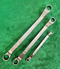 3 Vintage Sears Offset Double Box End Wrenches, NOS, Made in Japan 1/4 to 3/4