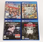 Lot of 4 PlayStation 4 Video Games PS4- Battle Grounds, GTA  5, Predator, MGS5