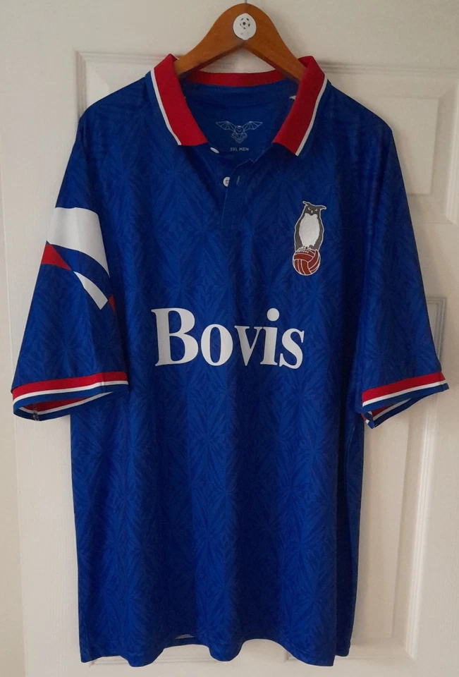 OLDHAM ATHLETIC FOOTBALL CLUB RETRO BOVIS 91/93 HOME SHIRT  VGC  RARE  XXXL 53' - Image 3 of 4