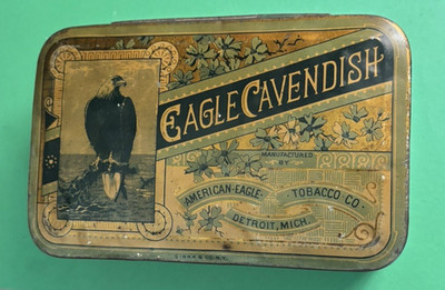 Vintage Early Eagle Cavendish Tobacco Tin American Eagle Tobacco Co. Detroit MI