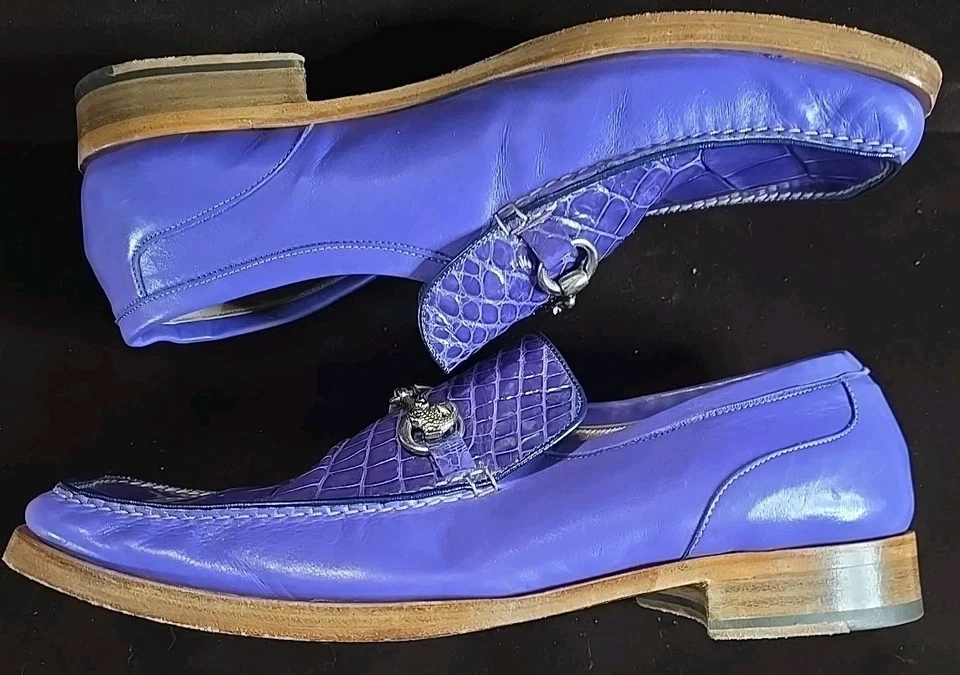 Zapatos de vestir Mauri Alligator dos tonos púrpura Italia sin cordones para hombre talla 11 M con hebilla Foto 2 de 4