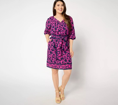 #ad Studio Park Regular Textured Cotton Dress with Belt Berry M New $21.00