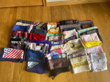 Lot of 43 Scarfs- Silk, Nylon, Polyester, Cotton-New, Pre-owned- Scarf Hanger
