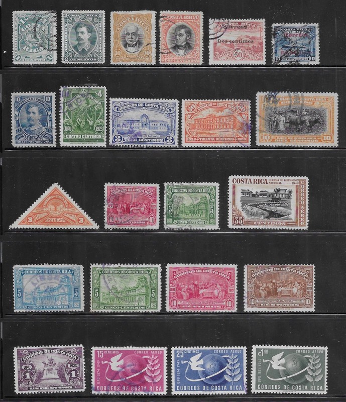 23 Costa Rica Stamps from Quality Old Antique Album