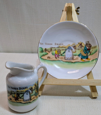 Vintage Three Bears Saucer & Pitcher, Foley, Made In England