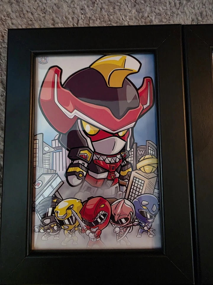 Bun Leung Art 4x6 enmarcado. Power Rangers. Megazord Dragonzord White Tigerzord Foto 2 de 4
