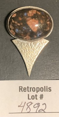 Silver Native American Polished Stone Pendant by CB