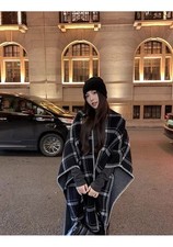 Statement Plaid Wool Cape   Double-Sided, Elegant  Cozy