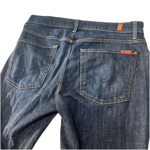 7 For All Mankind Jeans Mens 32/33 Slimmy Blue Dark Wash Straight Stretch Denim - Picture 10 of 10