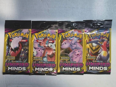 Pokemon Sun & Moon Unified Minds 3-Card - 4 Packs Long Crimp - Art Set |  eBay