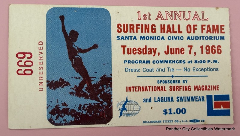 1966 1st Surfing HOF Ticket Stub International Duke Kahanamoku Santa Monica CA