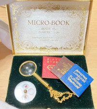 Toppan Micro Book Set 2mm 1980 Vintage Miniature Books w/ Case and Magnifier