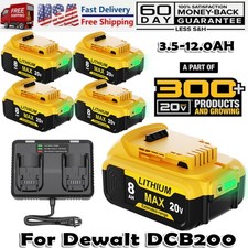 1/4pack For DeWalt 20V 20 Volt Max 8.0AH Lithium Battery / Dual Charger DCB206-2