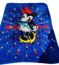 Disney Minnie Mouse Rock the Dots Polka Baby/Throw Blanket Blue Red 48"x36"