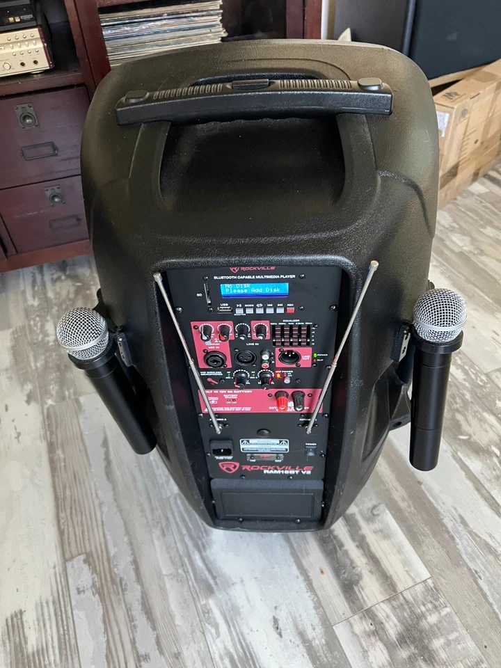 Rockville RAM15BT 15" Rechargeable Powered 800W PA DJ Speaker, 2 Mics, Bluetooth - Image 2 of 4