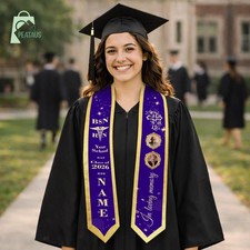 Custom Memorial Photo Graduation Stole, Class of 2026 Sash, College Grads Gift