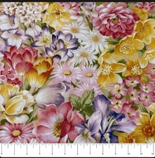 LINED WINDOW VALANCE CURTAIN 42 X 15 VINTAGE FLORAL FLOWER GARDEN SPRING BLOOMS