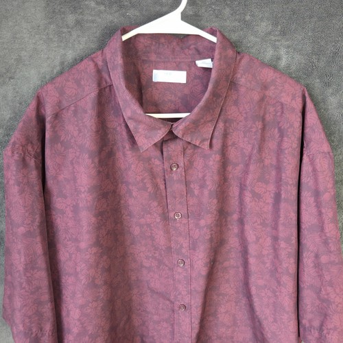 Cafe Luna Shirt Men 3XL Maroon Floral Leaf Short Sleeve Button Up Casual - Picture 4 of 10