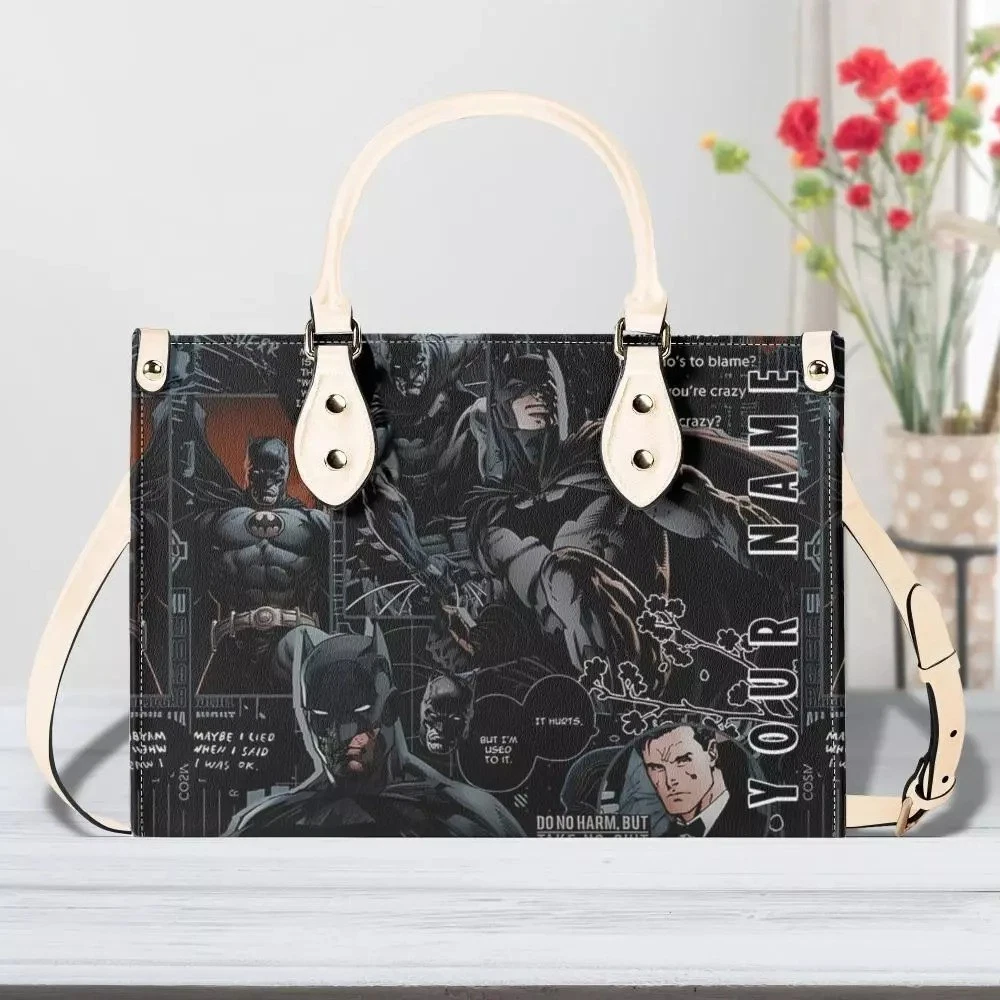 Personalized Batman Superhero Leather Handbag, Batman Lovers Shoulder Bag Gift