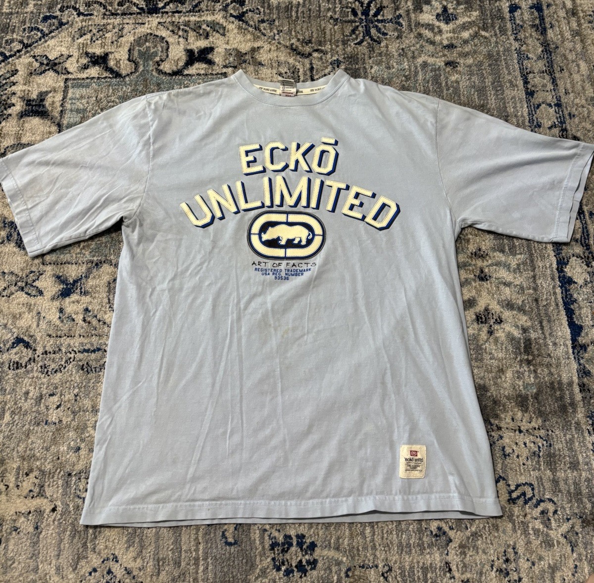 Vintage Y2K Ecko Unltd Graffiti Shirt Men’s Size Large Blue Art Of Facts Y2K