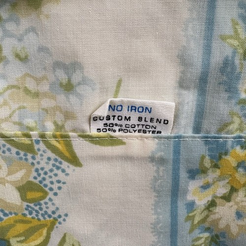Coppia di federe standard vintage St Marys righe floreali blu gialli fiori #A - Foto 6 di 10