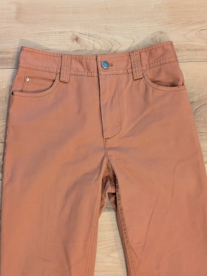 Pantalones acampanados de otoño Alice + Olivia, marrón terracota tiro alto 33" entrepierna talla 0 Foto 3 de 4