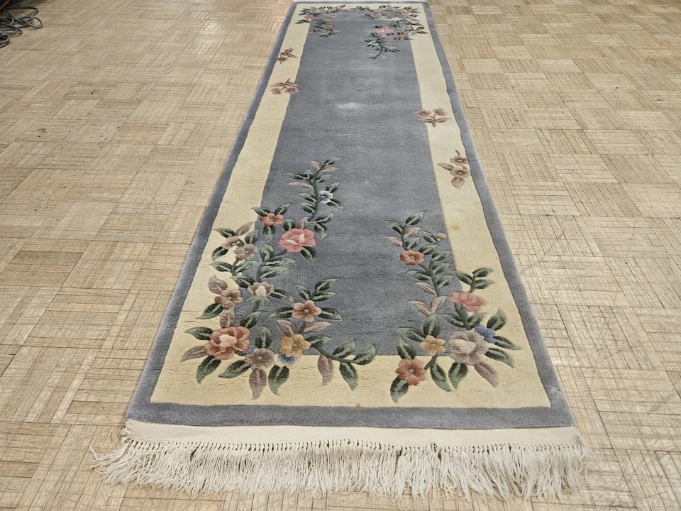 2.6x8 CHINESE RUG VINTAGE AUBUSSON PEKING AUTHENTIC 100% WOOL ORIENTAL RUG - Image 2 of 4