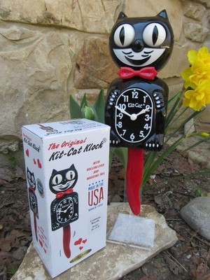 Vintage Classic Kit-Cat Klock Crimson Royale Black Red Bow Tie Tail - Wall Clock