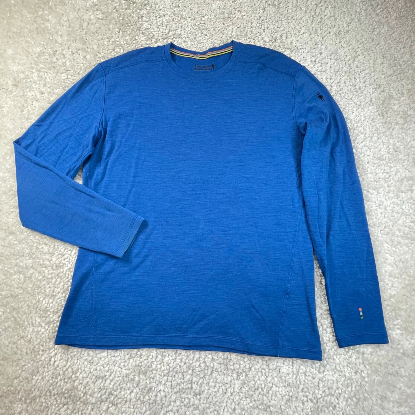 Smartwool T-Shirt Mens XL Blue Long Sleeve Tee Merino Wool 250 Base Layer